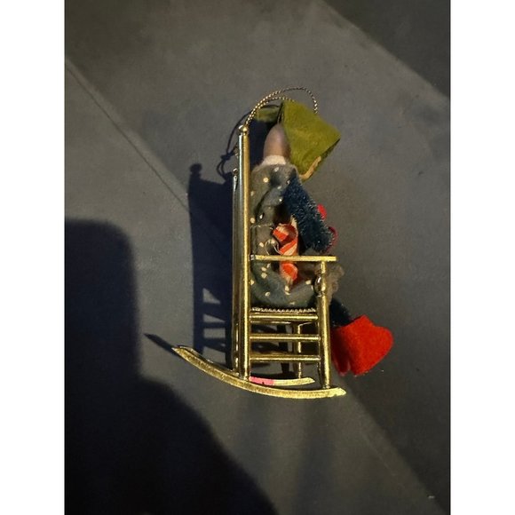 Vintage Christmas Pixie Elf in rocking chair ornament - Picture 2 of 8